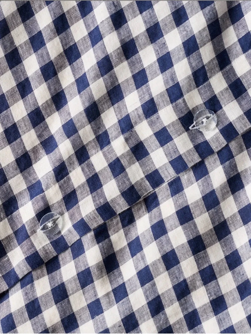 NWOT QUINCE European Linen Duvet Cover Set King/Cal King Navy Gingham